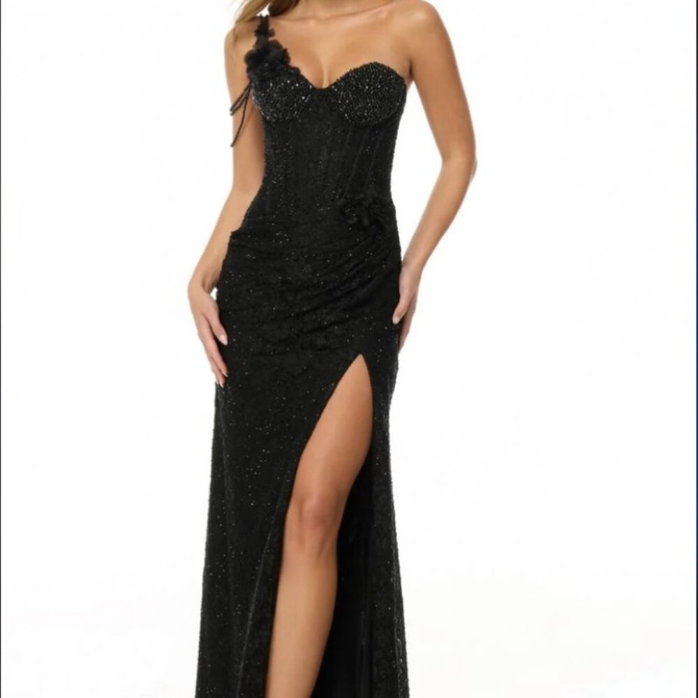 SHERRY HILL BLACK SEQUINED MAXI DRESS WORN ONCE SIZE 0